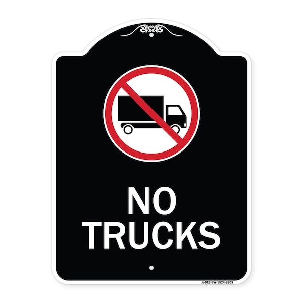 Designer Series-No Trucks With Graphic Black & White Heavy-Gauge Aluminum, 24" x 18", BW-1824-9809